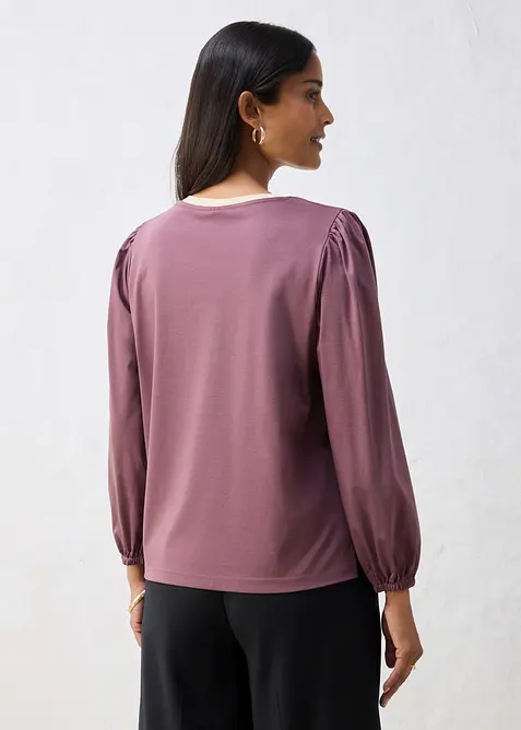 Maglia a maniche lunghe in misto cotone-seta, bonprix