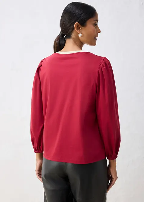 Maglia a maniche lunghe in misto cotone-seta, bonprix