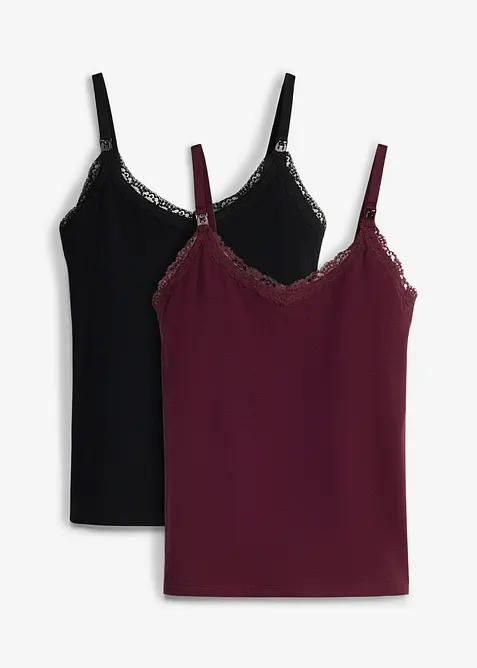 Top pr&eacute;maman / da allattamento 2 in 1 con pizzo (pacco da 2), bonprix