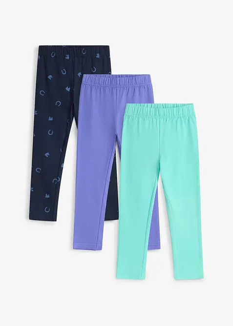 Leggings in misto cotone biologico elasticizzato (pacco da 3), bonprix