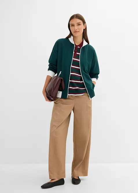 Felpa con zip in puro cotone biologico, bonprix