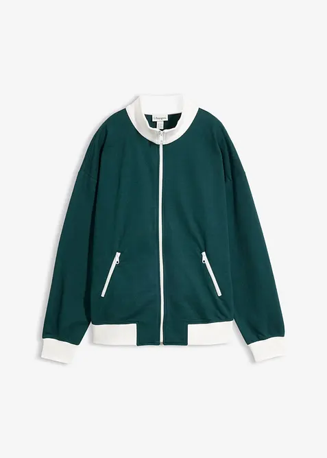 Felpa con zip in puro cotone biologico, bonprix