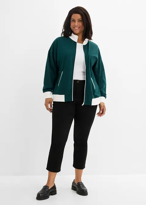Felpa con zip in puro cotone biologico, bonprix