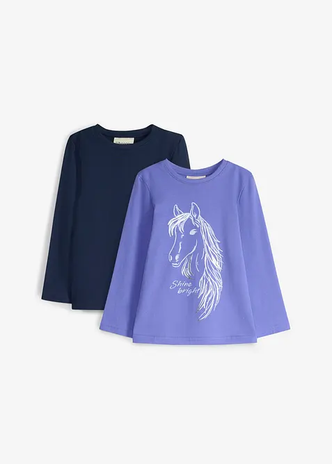Maglia a maniche lunghe in puro cotone biologico (pacco da 2), bonprix