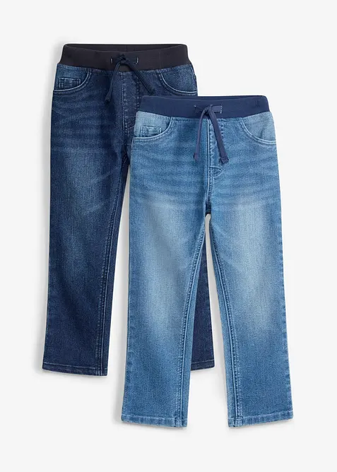 Jeans con elastico in vita regular fit, straight (pacco da 2), bonprix