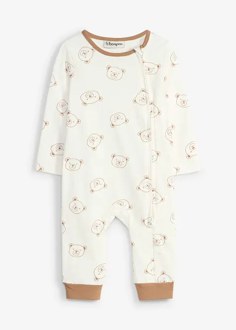 Pigiama intero in puro cotone biologico (pacco da 2), bonprix