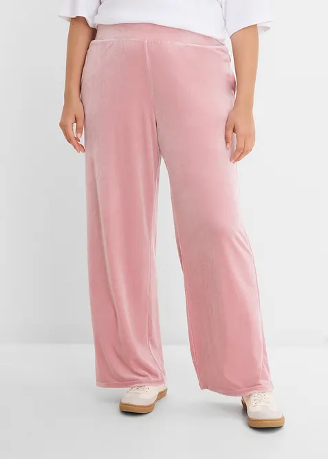 Pantaloni in jersey effetto velluto, bonprix