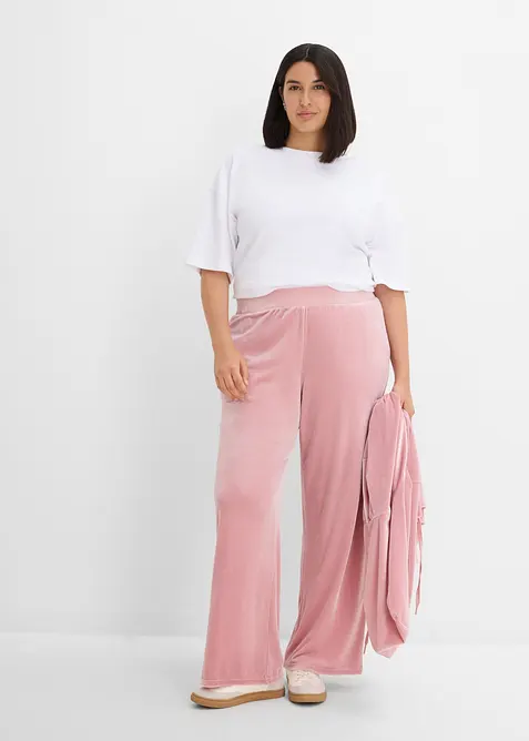 Pantaloni in jersey effetto velluto, bonprix