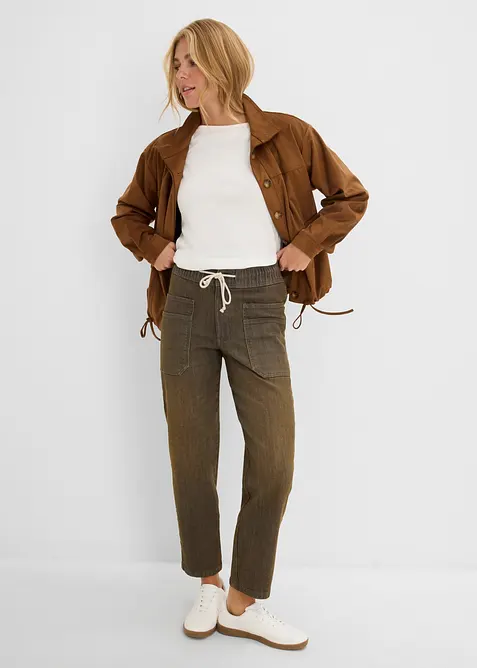 Jeans straight cropped, vita alta, bonprix