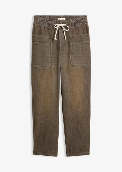 Jeans straight cropped, vita alta, bonprix