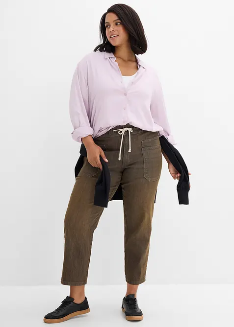 Jeans straight cropped, vita alta, bonprix