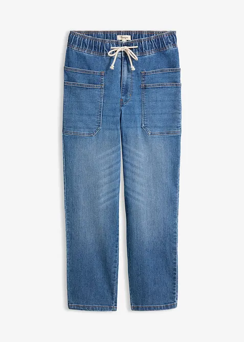 Jeans straight cropped, vita alta, bonprix