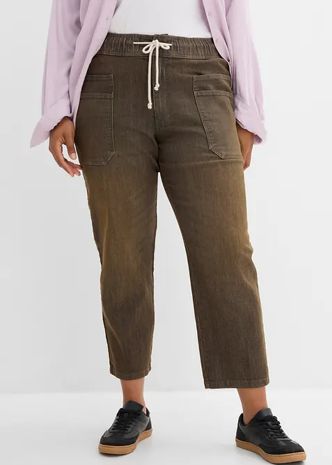 Jeans straight cropped, vita alta, bonprix