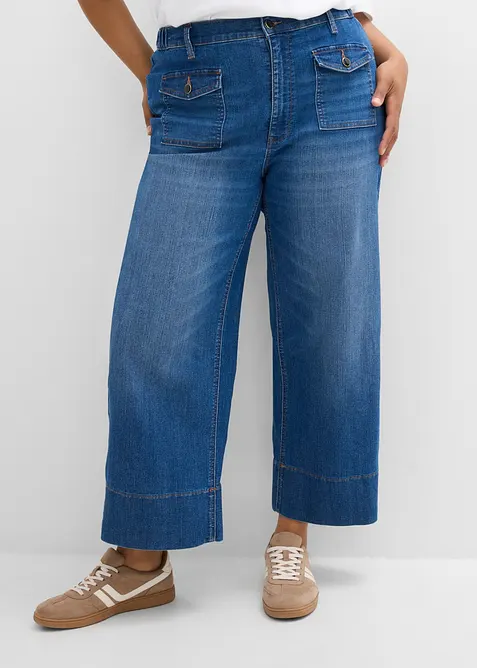 Jeans wide leg, vita alta, bonprix