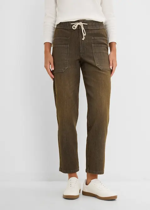 Jeans straight cropped, vita alta, bonprix