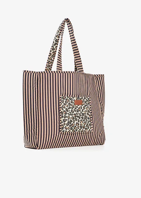 Borsa shopper reversibile in cotone con stampa leopardata, bonprix