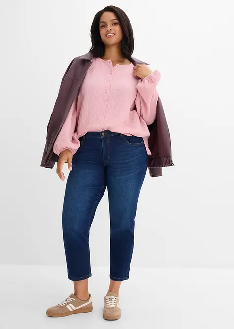 Jeans straight cropped, vita media, bonprix