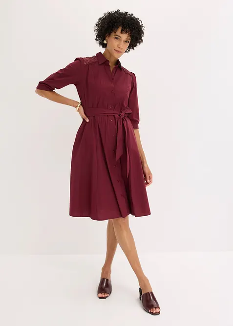 Abito chemisier con pizzo e fusciacca, bonprix