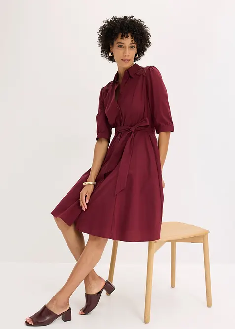 Abito chemisier con pizzo e fusciacca, bonprix