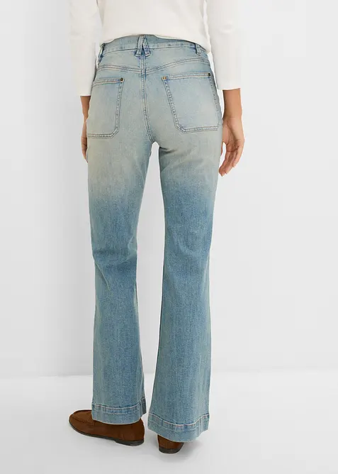 Jeans a zampa, vita media, bonprix
