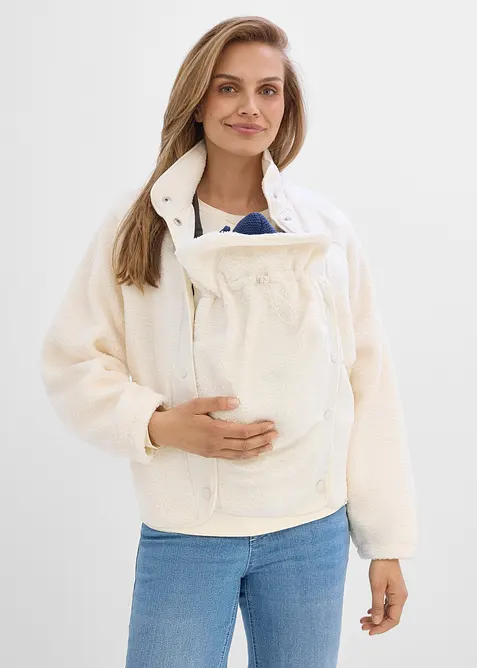 Giacca pr&eacute;maman in pile teddy con inserto babywearing, bonprix