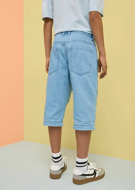 Bermuda di jeans lunghi con vita regolabile, loose fit, bonprix
