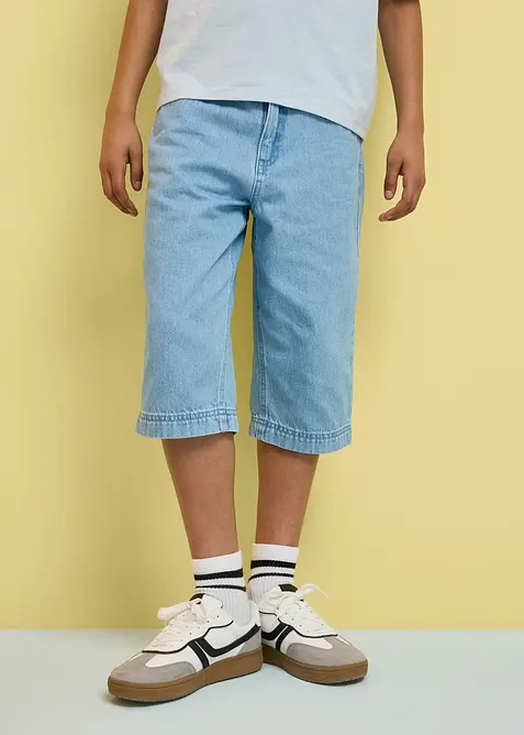 Bermuda di jeans lunghi con vita regolabile, loose fit, bonprix