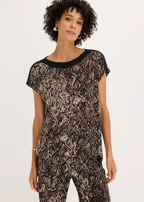Maglia con carr&eacute; in raso, bonprix