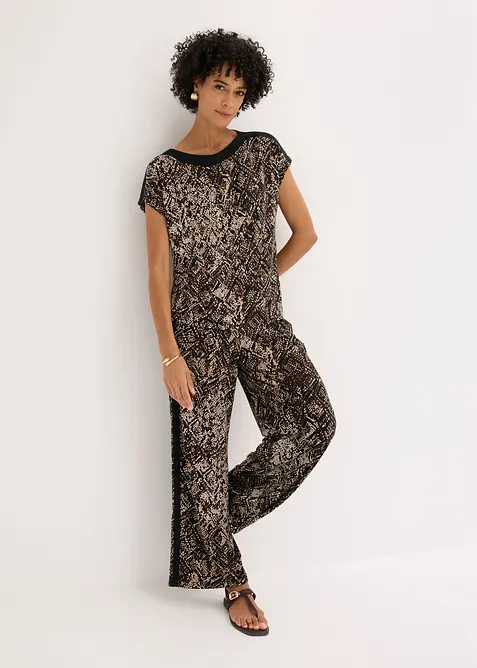 Maglia con carr&eacute; in raso, bonprix
