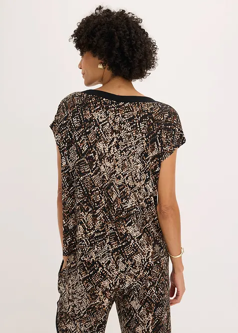 Maglia con carr&eacute; in raso, bonprix