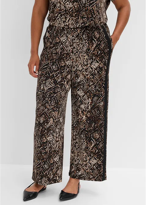 Pantaloni in jersey con bande di satin, bonprix
