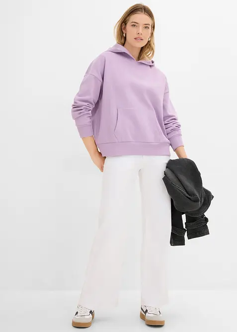 Felpa oversize in misto cotone morbido con cappuccio, bonprix