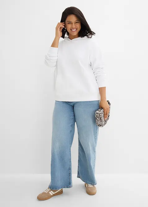 Felpa oversize in misto cotone morbido con cappuccio, bonprix