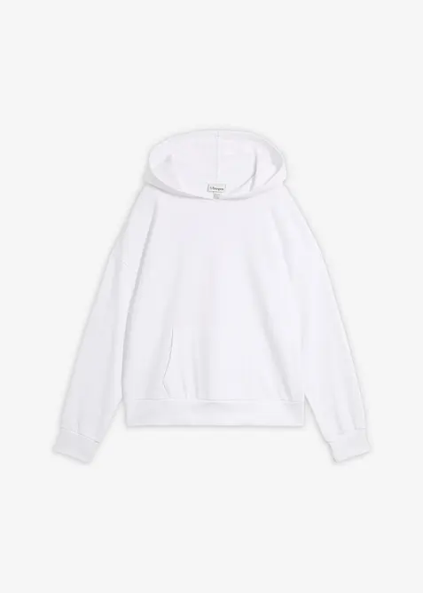 Felpa oversize in misto cotone morbido con cappuccio, bonprix