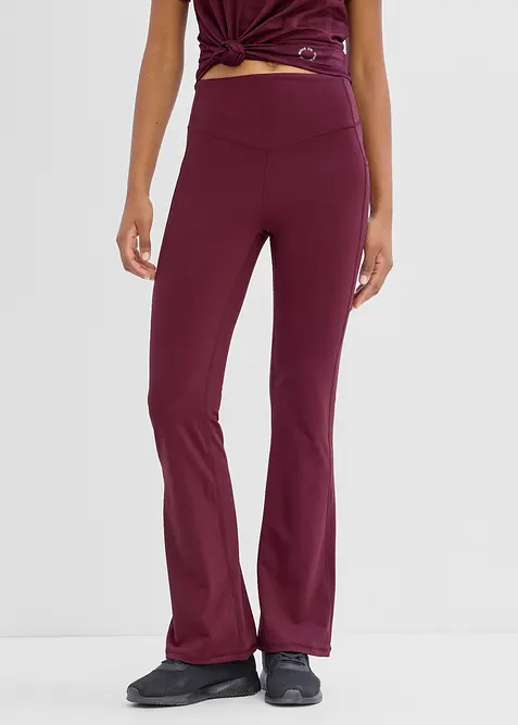 Leggings sportivi comodi e svasati con tasca per il cellulare, asciugatura rapida, bonprix