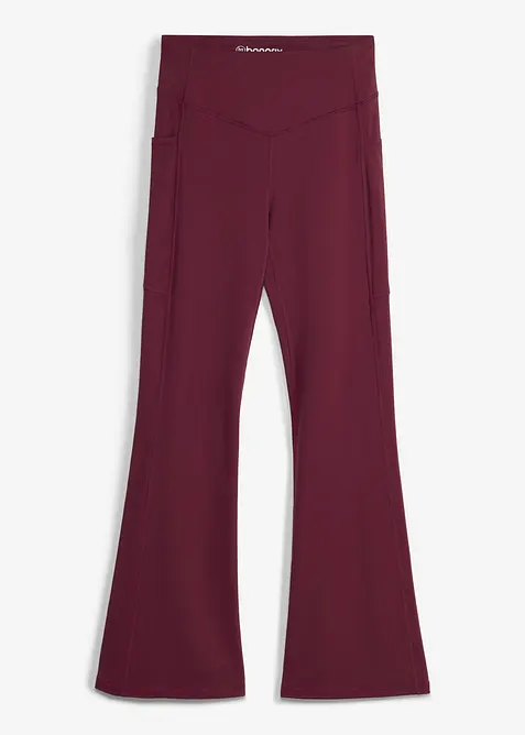 Leggings sportivi comodi e svasati con tasca per il cellulare, asciugatura rapida, bonprix