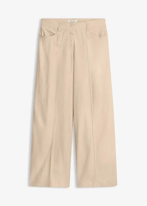 Pantaloni a palazzo in misto lino fresco e leggero, bonprix