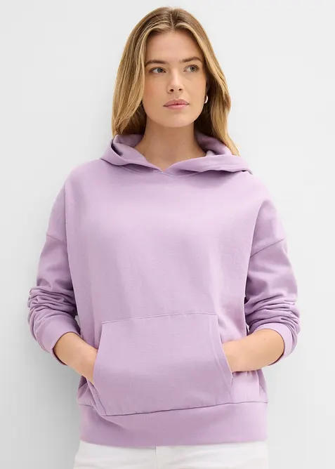 Felpa oversize in misto cotone morbido con cappuccio, bonprix