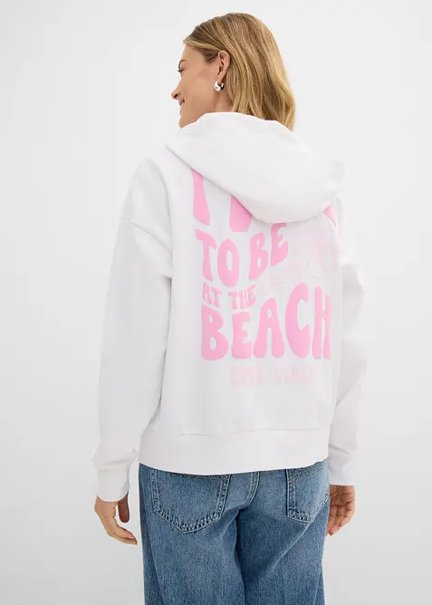 Felpa oversize in misto cotone morbido con cappuccio, bonprix