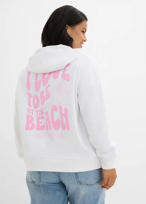 Felpa oversize in misto cotone morbido con cappuccio, bonprix