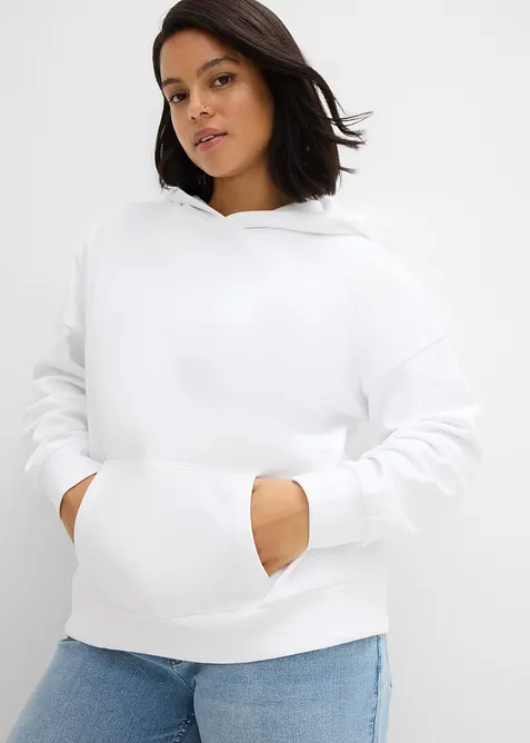 Felpa oversize in misto cotone morbido con cappuccio, bonprix