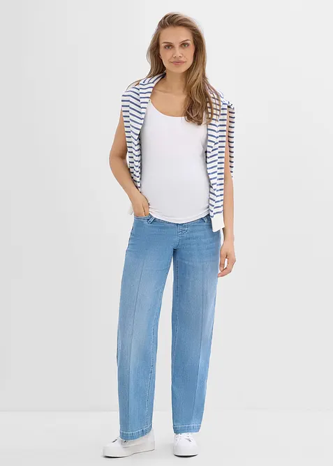Jeans pr&eacute;maman larghi in denim elasticizzato, full length, bonprix