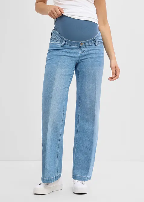 Jeans pr&eacute;maman larghi in denim elasticizzato, full length, bonprix