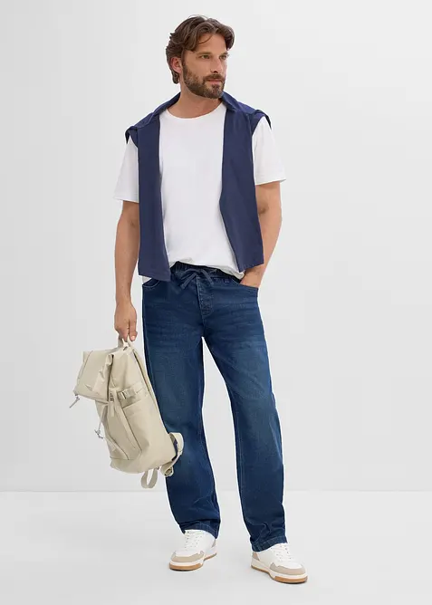 Jeans relaxed fit con elastico in vita, straight, bonprix
