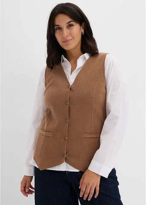 Gilet in maglia con motivo traforato dietro, bonprix
