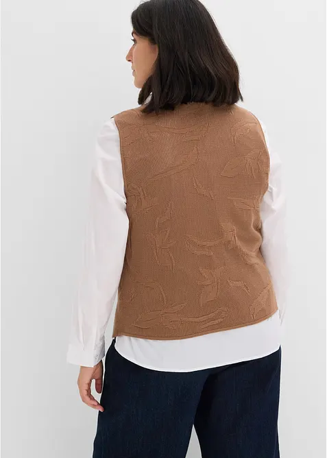 Gilet in maglia con motivo traforato dietro, bonprix