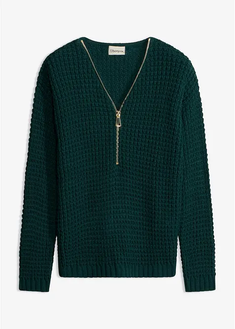 Maglione in filato grosso con cerniera, bonprix