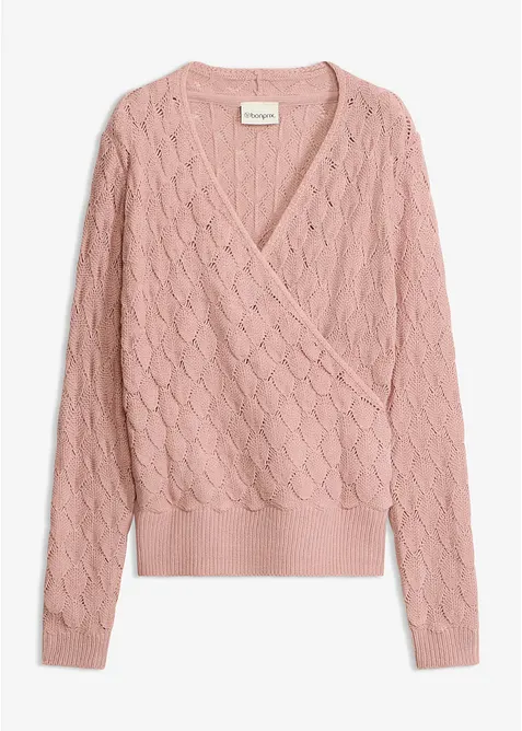 Maglione traforato con effetto a portafoglio, bonprix