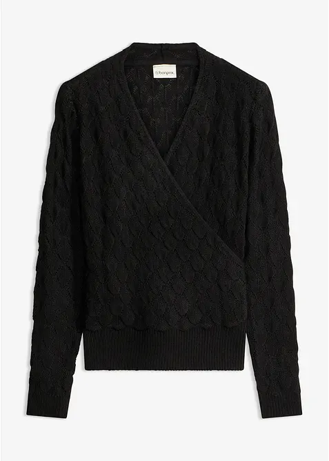 Maglione traforato con effetto a portafoglio, bonprix