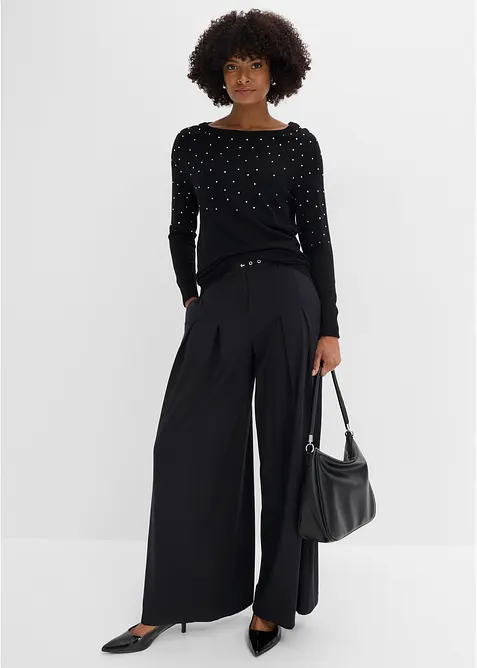 Maglione lungo con strass, bonprix